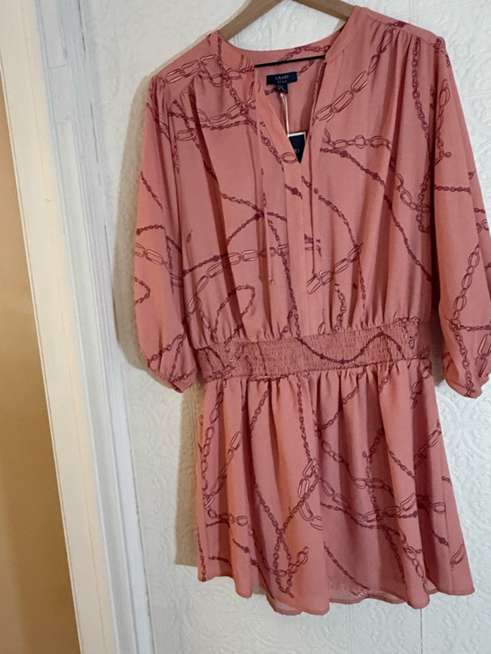 Kaari Blue Dusty Peach Chain-Print Blouse